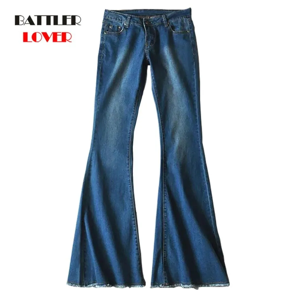 2020 Mid Waist Jeans Boyfriend Flare Jeans for Women Denim Skinny Trousers Female Wide Leg High Elastic Pants Plus Size 25-32