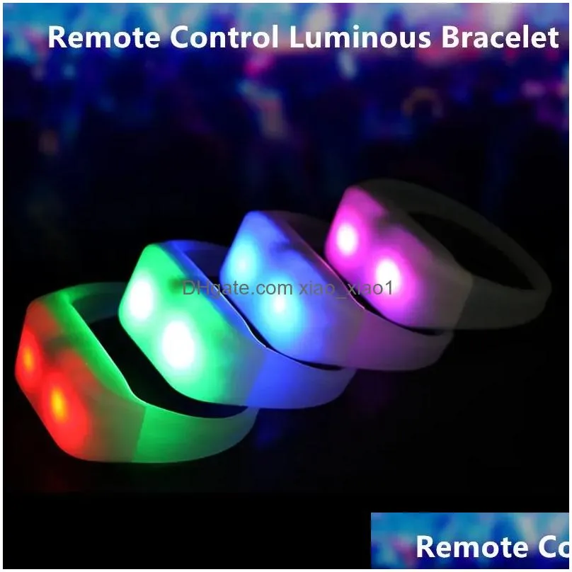 15 color remote control led silicone bracelets wristband rgb color changing with 41keys 400 meters 8 area remote control luminous wristbands for clubs
