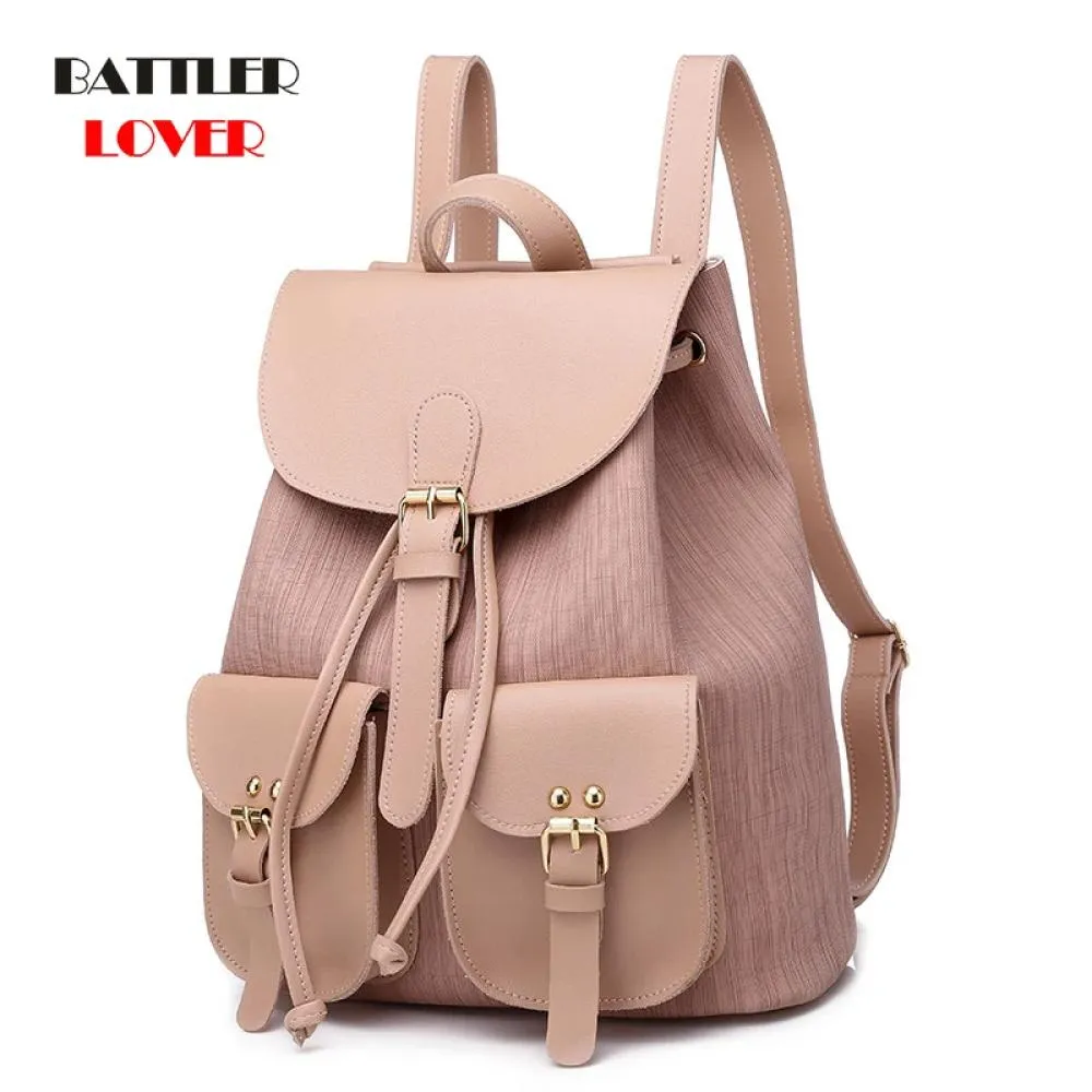 Women Leather Backpack Bolsas Mochila Feminina Large Girls Schoolbag Travel Bag School Backpacks Candy Color