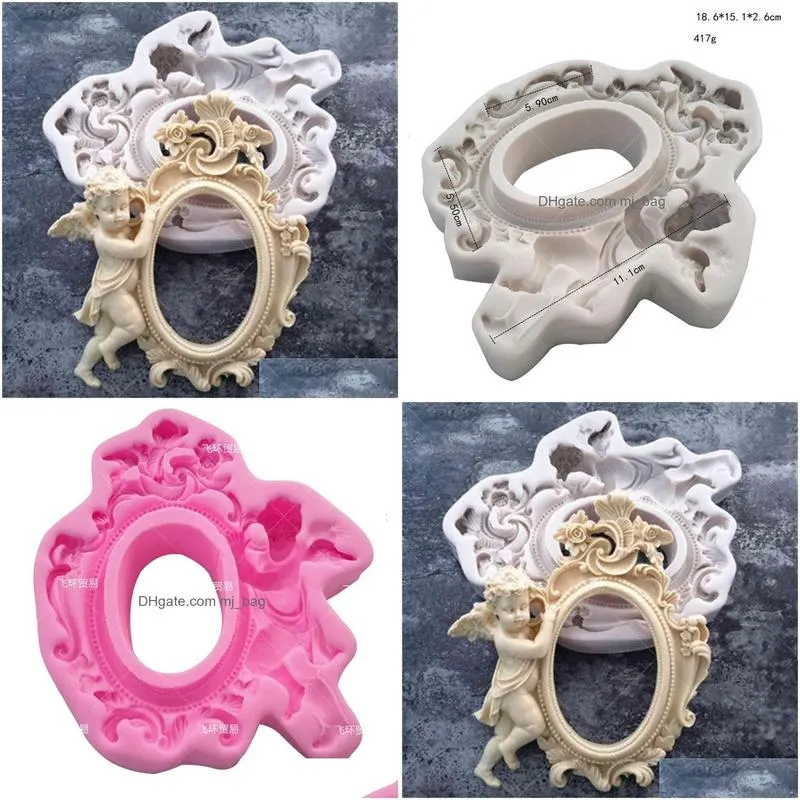 Cake Tools Angel Hold Frame Cooking Tools Decoration Sile Fondant Sugar Craft Molds Diy Cake Candy Chocolate Decorating H680 210721 Dr Dhht1