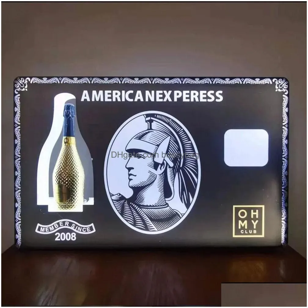 Bar Tools Rechargeable Wine Bar American Express Amex Led Bottle Presenter Champagne Glorifier Display Vip Service Tray For Lounge Nig Otg0J