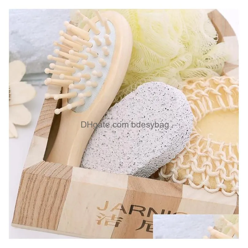 Bath Brushes, Sponges & Scrubbers 6Pcs Promotional Wood Heart-Shaped Gift Box Bath Accessory Sisal Sponge /Comb Wooden/ Mas Brush/ Spa Otgxg