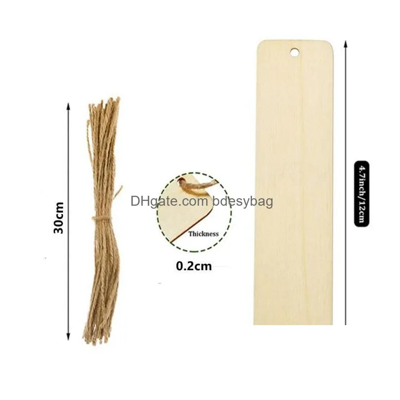 Party Favor Blank Rec Wooden Bookmark Tags Unfinished Nature Wood Slice Diy Crafts Garment Clothing Tag Gift Bags Hanging Drop Deliver Otgon