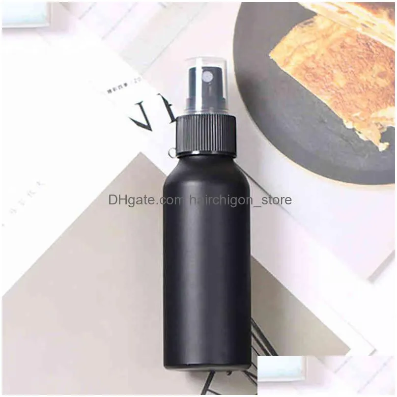 10pc 30ml 50ml 100ml 150ml portable travel black aluminum empty bottle spray bottle cosmetic packaging container y220428