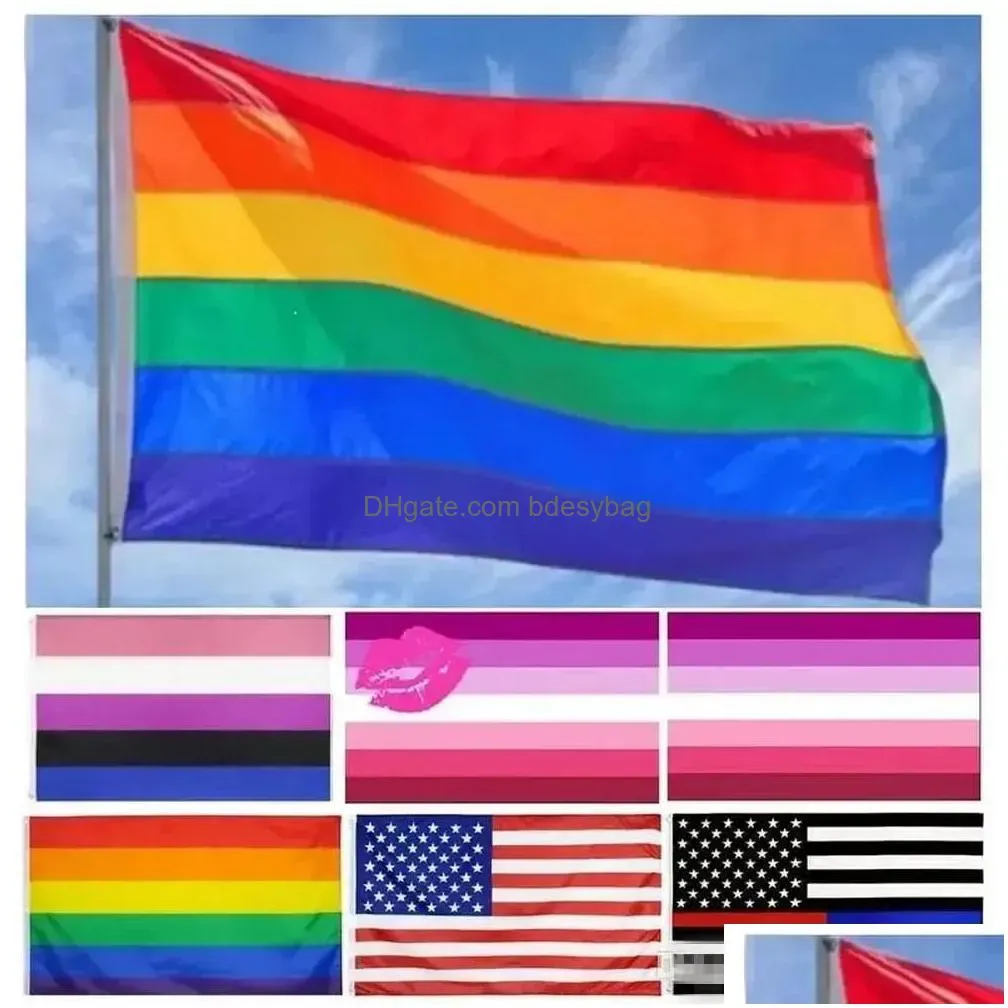 Banner Flags Fast Delivery 30 Styles 150X90Cm Rainbow Flags Lesbian Banners Lgbt Flag Polyester Colorf Outdoor Banner Gay Cpa4205 Drop Otdae