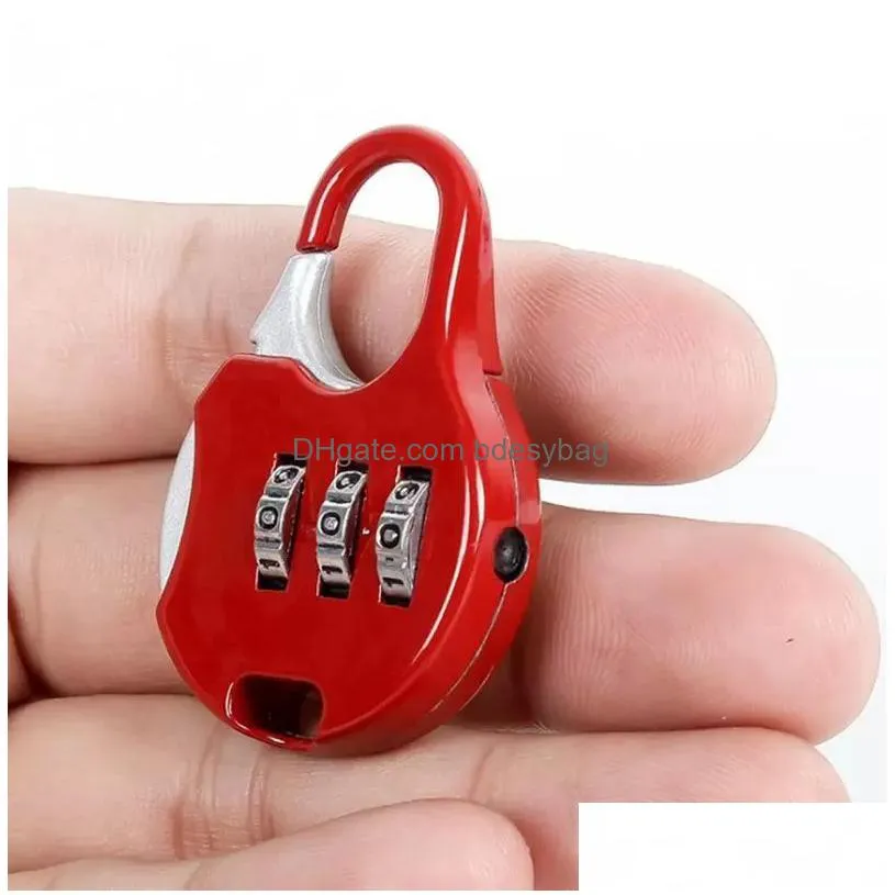 Party Favor Mini Padlock 3 Dial Digit Password Combination Locks Lage Metal Code Lock Travel Gym Locker Patry Favor 8 Colors Wholesale Otlqt