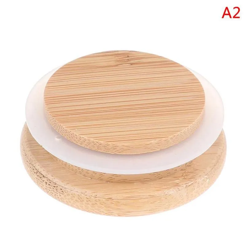 bamboo lids reusable mason jar canning caps non leakage silicone sealing wooden covers drinking jar aa