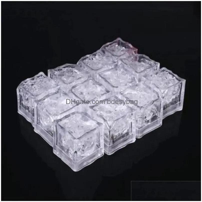 Party Decoration Polychrome Flash Ice Liquid Sensor Glowing Cube Submersible Lights Decor Light Up Bar Club Wedding Party Cup Champagn Ot1H2