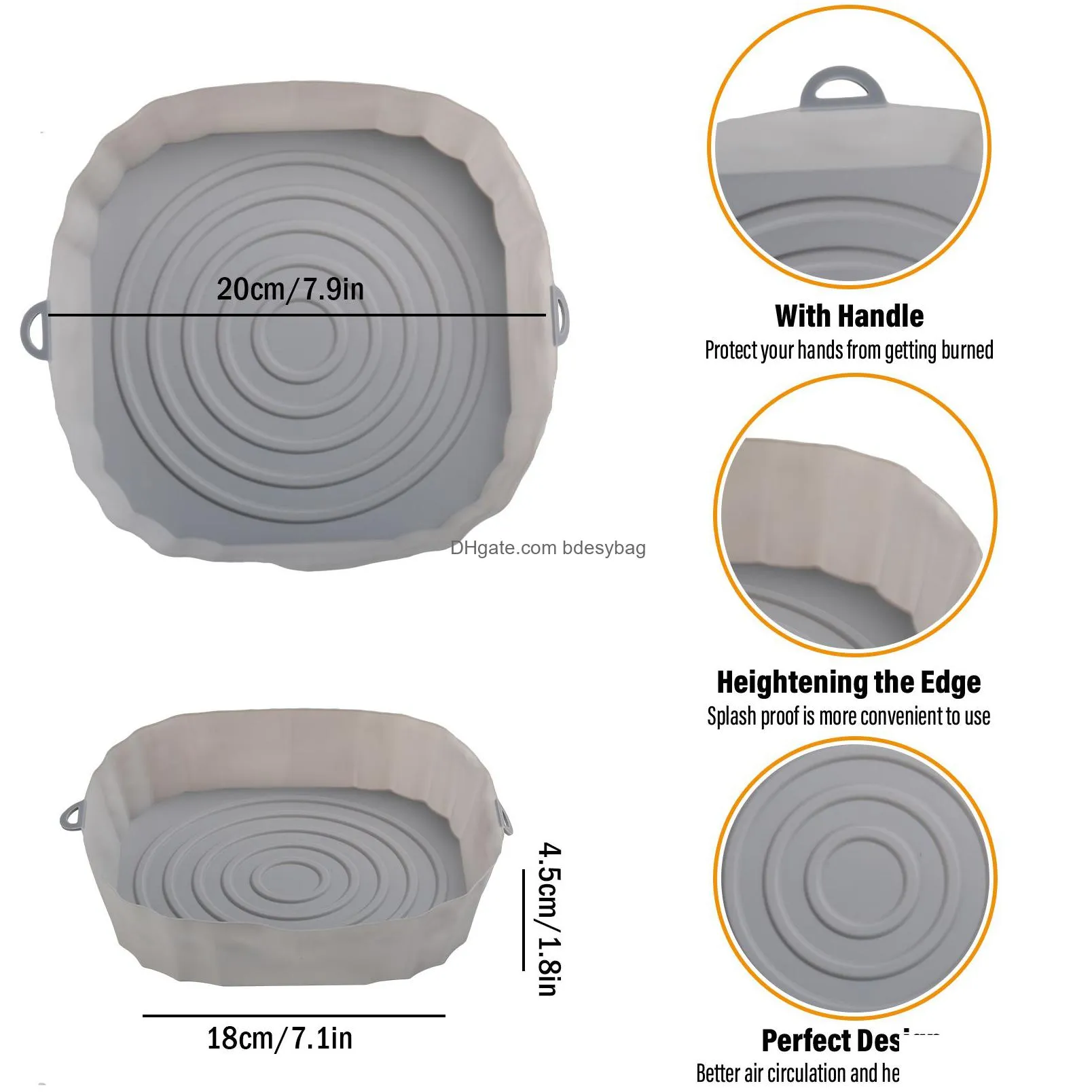 Baking Dishes & Pans Sile Air Fryers Oven Baking Tray Pizza Fried Chicken Airfryer Basket Reusable Pan Liner Accessories Ss0129 Drop D Otbrc