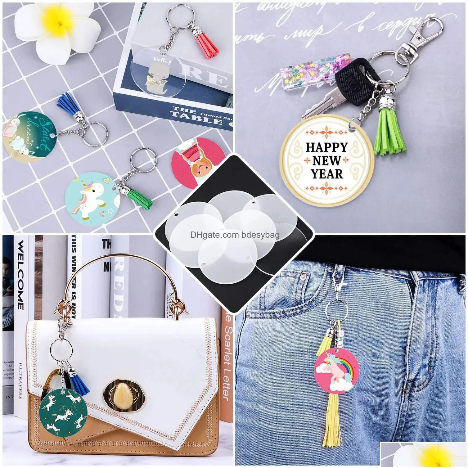 Party Favor 2Inch Acrylic Circle Key Chains Diy Custom Ring Charm Pendant Gifts Accessories Fast Ship Cpa5649 Ss0513 Drop Delivery Otoup