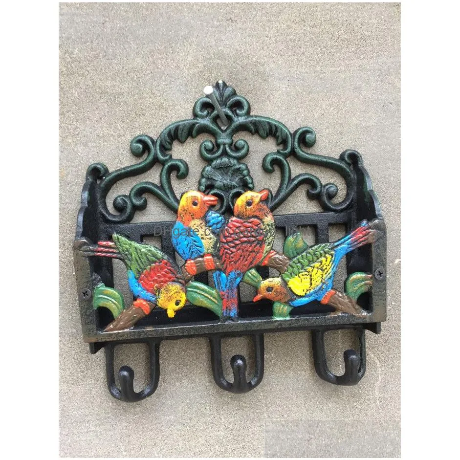 antique victorian cast iron painted birds letter rack wall shelf wall mounted mail key rack 3 hooks letter  spaper holder o2533