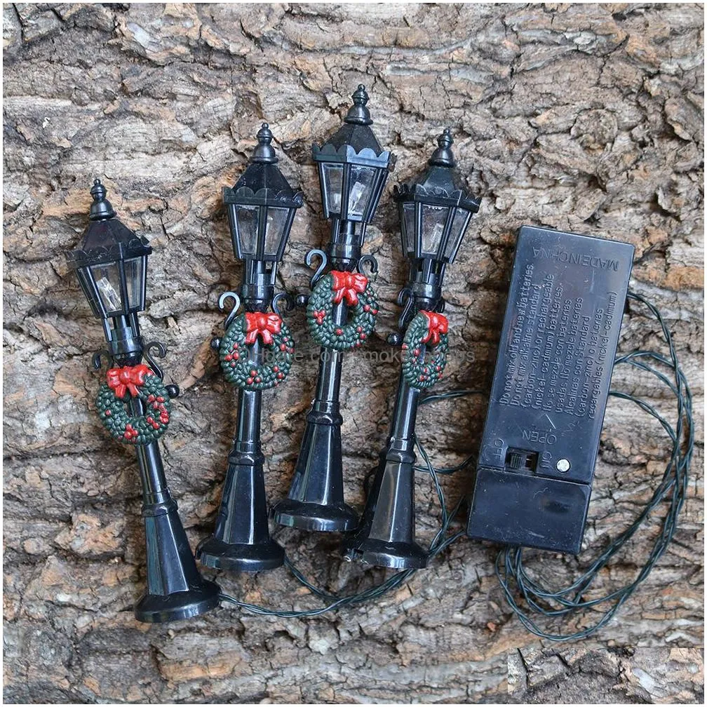 other home decor miniature christmas street lamp post led lights for village decoration mini figurine ornament garden accessories