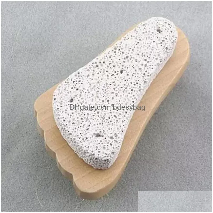 Bath Brushes, Sponges & Scrubbers Natural Bristle Brush Foot Exfoliating Dead Skin Pumice Stone Feet Wooden Cleaning Brushs Spa Masr S Otloq