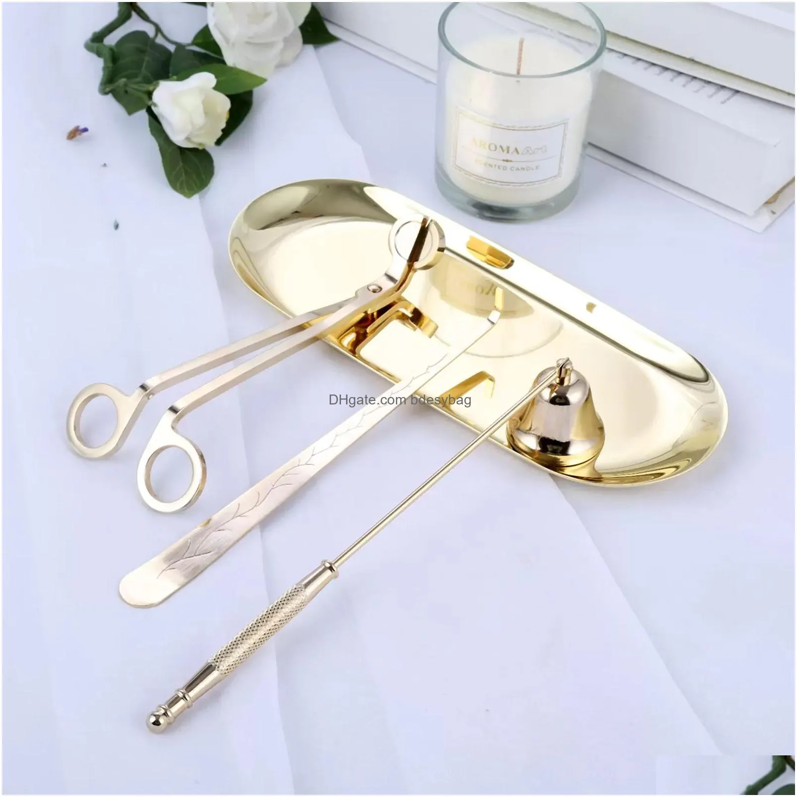 Other Home & Garden 4Pcs/Set Candle Bell Snuffer Wick Trimmer Hook Tray Dipper Scissors Stainless Steel Extinguisher Home Decor Spa To Otoiu