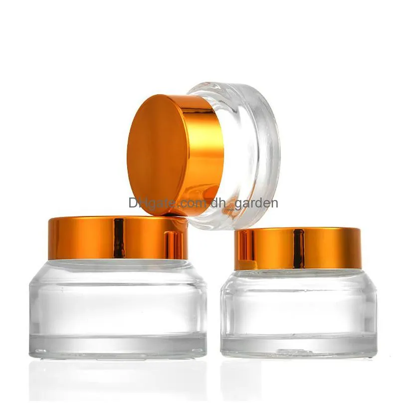 Cream Jar Wholesale 15G 30G 50G Amber Brown Glass Cream Jar Empty Container Refillable Cosmetic Bottle With White Inner Line Dhgarden Dh1De
