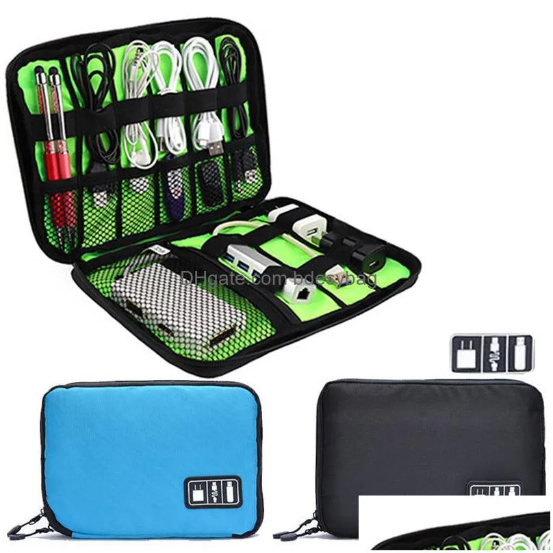 Storage Bags Organizer Storage Bag System Kit Case Usb Data Earphone Wire Pen Power Bank Sd Card Digital Gadget Device Travel Drop Del Otgi1