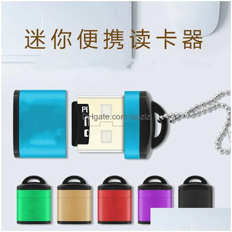 card reader tf aluminum case with chain mini usb2.0 t-flash card mobile phone memory card reader