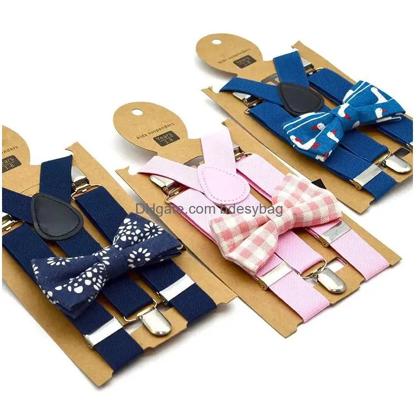 Other Home Textile Children Adjustable Lattice Suspenders Baby Plaid Bow Tie Fashion Braces Kids Strap Clip With 12 Colors Drop Delive Otlod