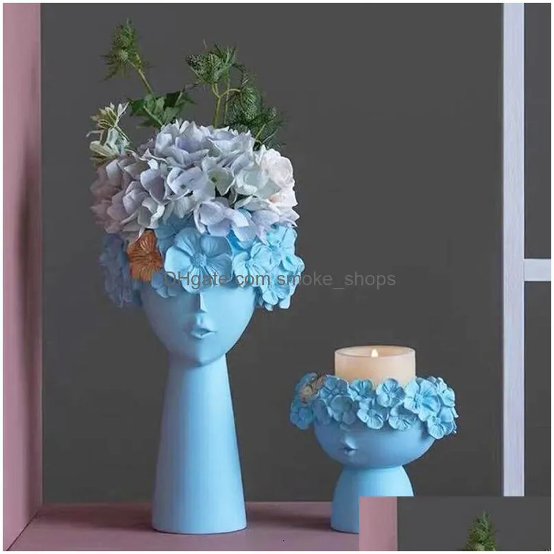 vases resin vase home decor sculpture flower modern decorative room pots art statue centerpiece figurines 230701