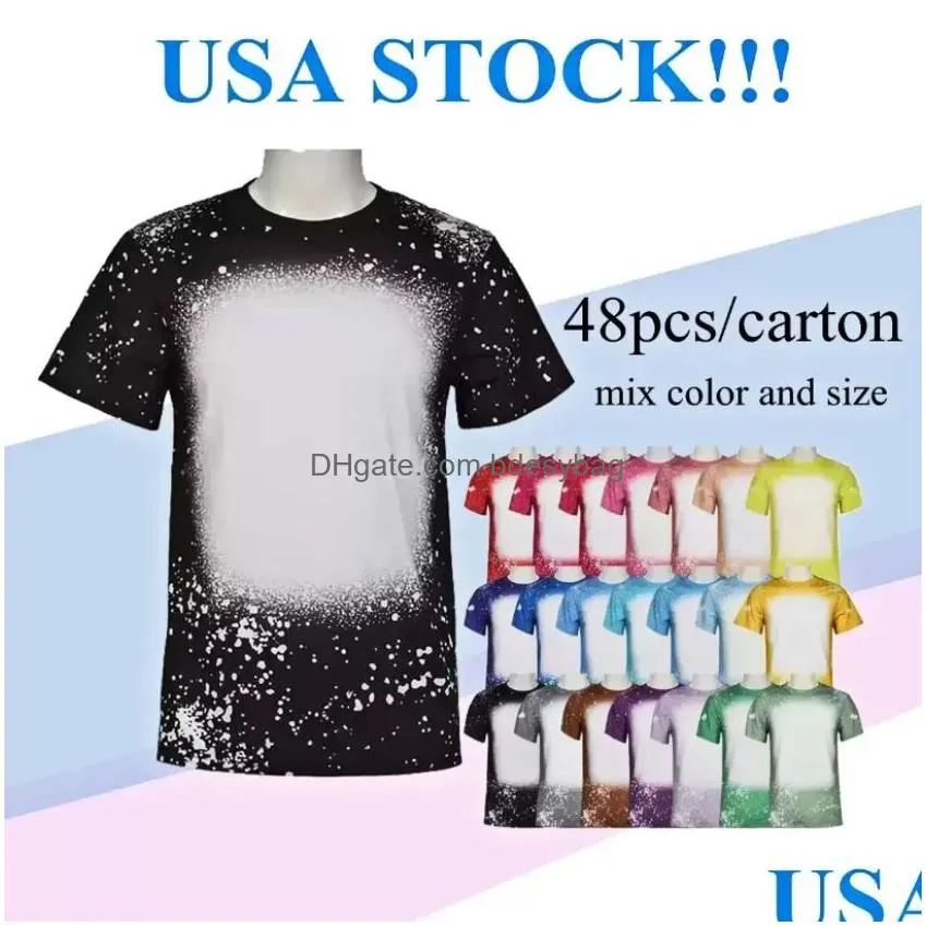 Other Festive & Party Supplies New Sublimation Bleached Shirts Heat Transfer Blank Bleach Shirt Polyester T-Shirts Us Men Women Party Otrjg