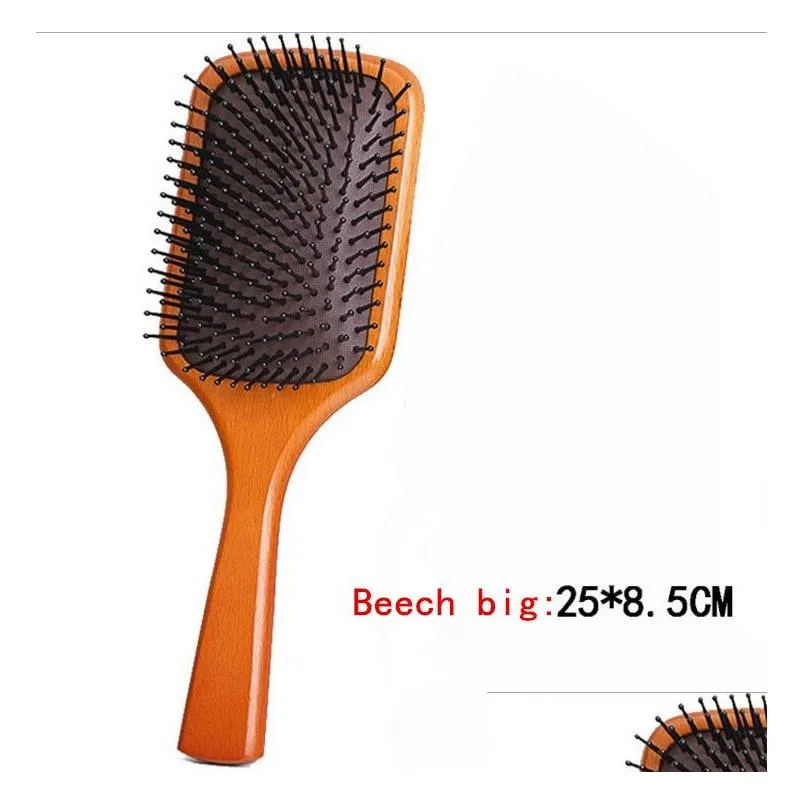 Paddle Brush Air cushion Hairdressing Wood Massage Hair Brushes Brosse Club Hiqh Quality Straight hair curly Comb Massager 2 Styles big and Small