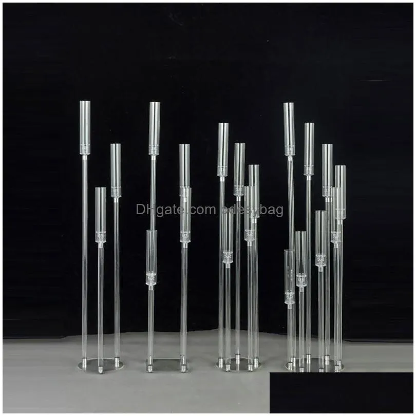 Candle Holders 8Pcs 10 Heads Holders Wedding Decoration Centerpiece Candelabra Clear Candle Holder Acrylic Candlesticks For Weddings E Otvfs