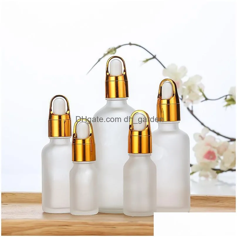 Dropper Bottles Wholesale Frosted Glass Dropper Bottle Refillable Essential Oil Bottles 5Ml 10Ml 15Ml 20Ml 30Ml 50Ml 100Ml E Dhgarden Dhx9B