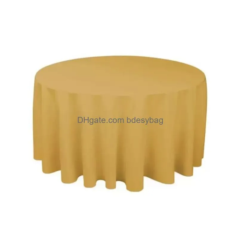 Table Cloth El Tablecloth Solid Round Polyester Table Cloth For Christmas Wedding Party Restaurant Banquet Drop Delivery Home Garden H Otgye