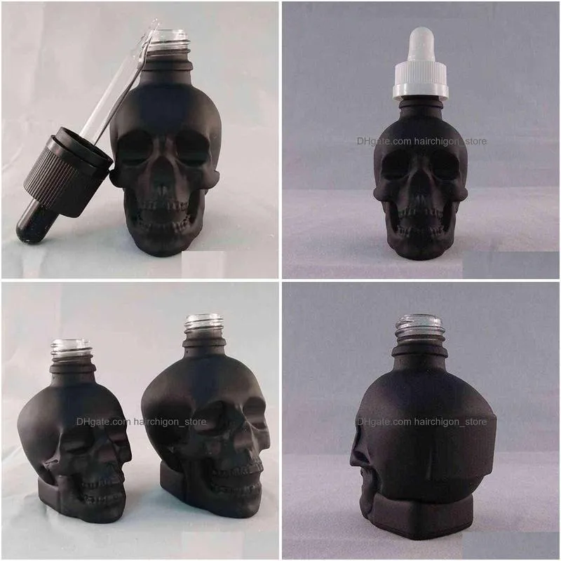 30ml skull shape glass dropper bottle for e-juice head glass eliquid dropper bottle glass dropper bottle jars vials with pipette