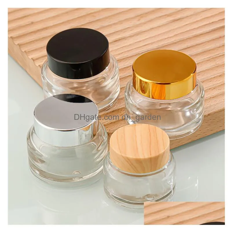 Cream Jar Wholesale 15G 30G 50G Round Matte Frosted Jar Body Butter Skin Care Cream Cosmetic Glass Jars With Plastic Cap Dro Dhgarden Dh0H4