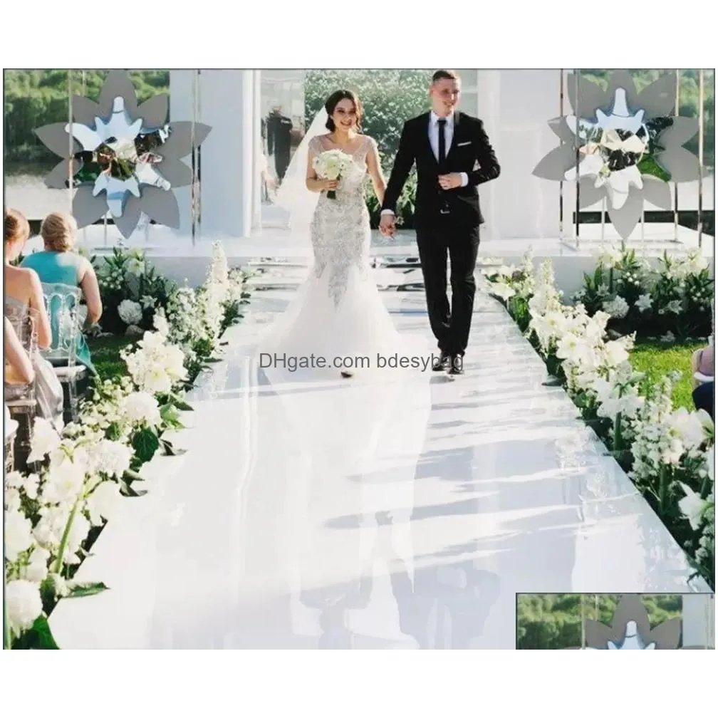 Party Decoration New 10 Meter Wedding Mirror Carpet T Stage White Sier Aisle Runner Rug For Party Backdrop Decorations 0.12Mm Ss0209 D Otb0Z
