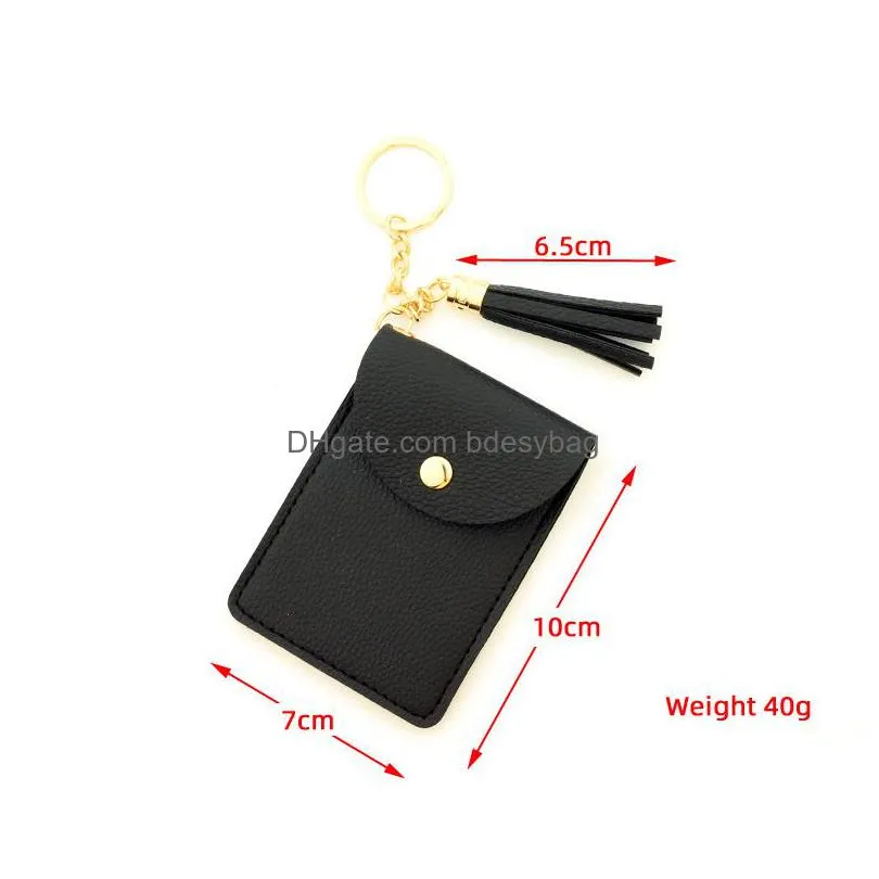 Party Favor New Women Wristlet Card Holder Sile Chain Beaded Bangle Wallet Bracelet Keychain Pocket Coin Purse Leather Tassel Key Ring Ot7Xp