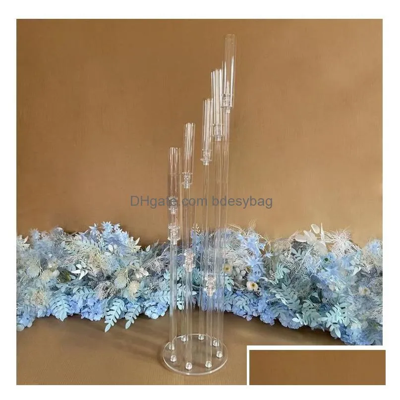 Candle Holders 10 Heads Holders Wedding Decoration Centerpiece Candelabra Clear Candle Holder Acrylic Candlesticks For Weddings Event Ot3Cd