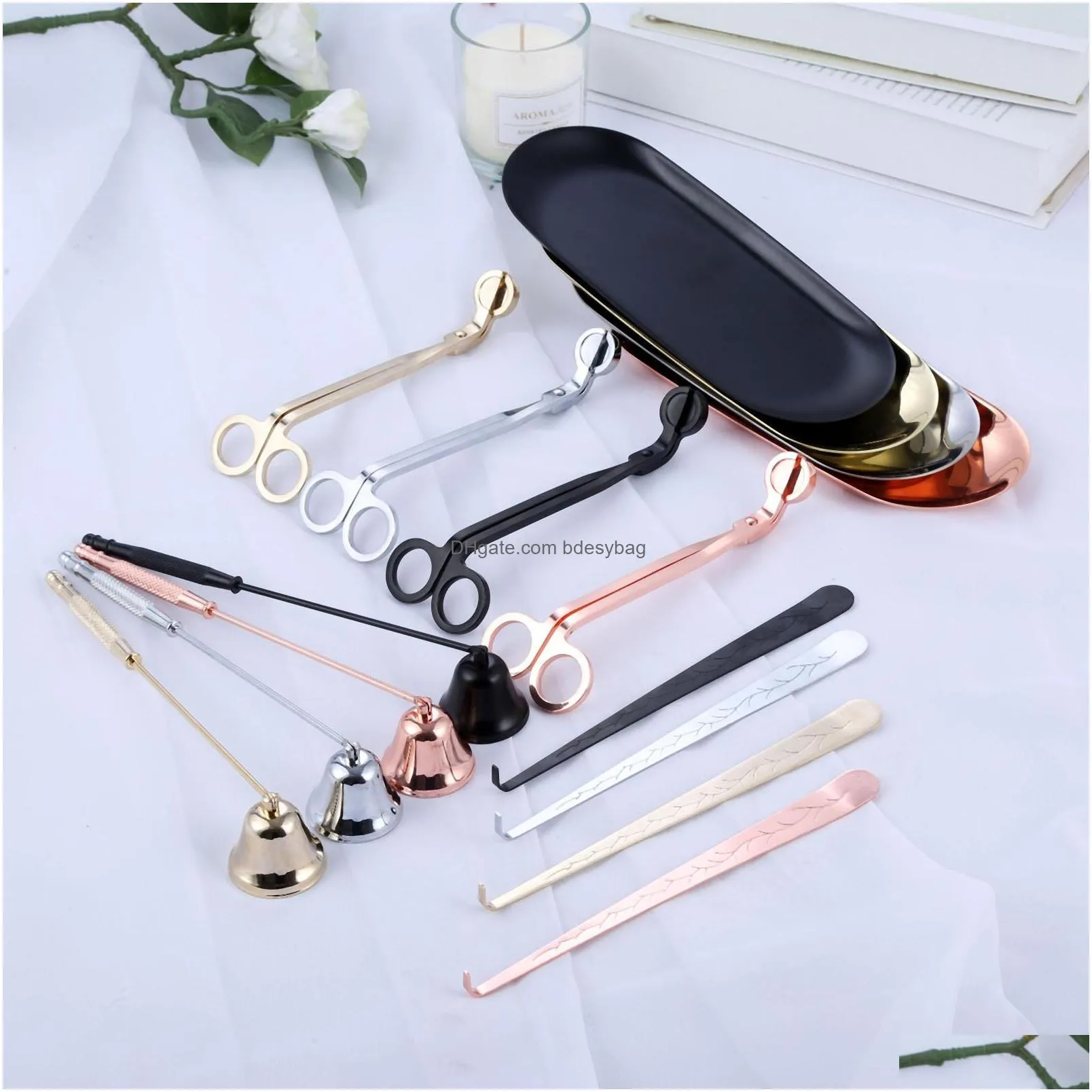 Other Home & Garden 4Pcs/Set Candle Bell Snuffer Wick Trimmer Hook Tray Dipper Scissors Stainless Steel Extinguisher Home Decor Spa To Otoiu
