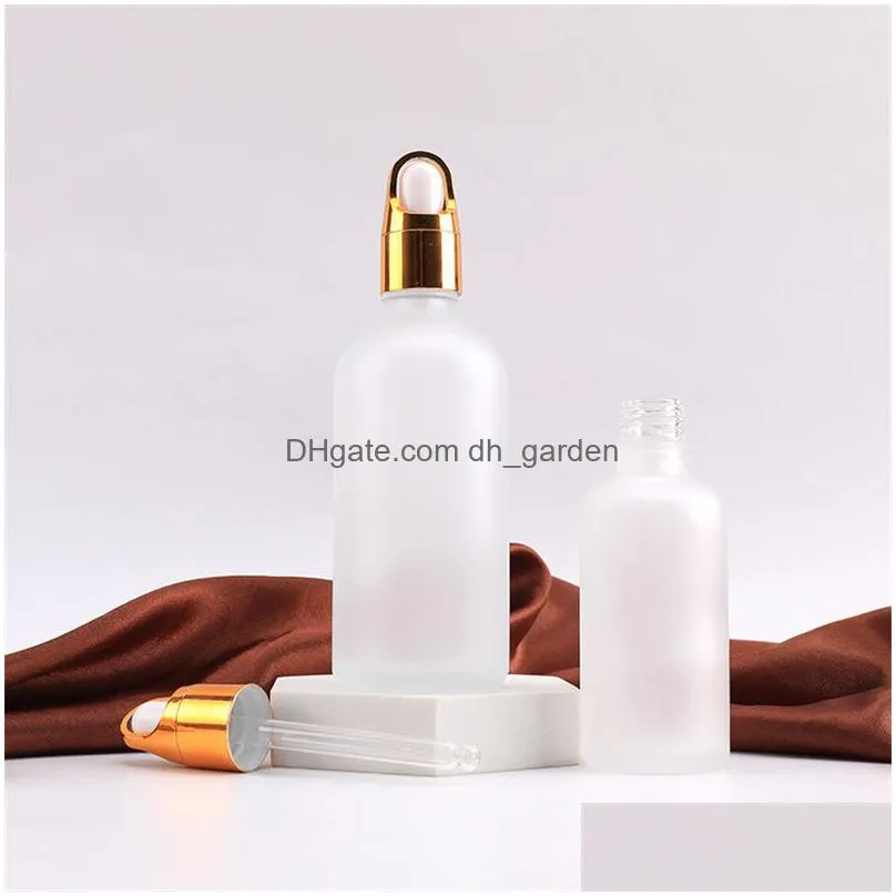 Dropper Bottles Wholesale Frosted Glass Dropper Bottle Refillable Essential Oil Bottles 5Ml 10Ml 15Ml 20Ml 30Ml 50Ml 100Ml E Dhgarden Dhx9B