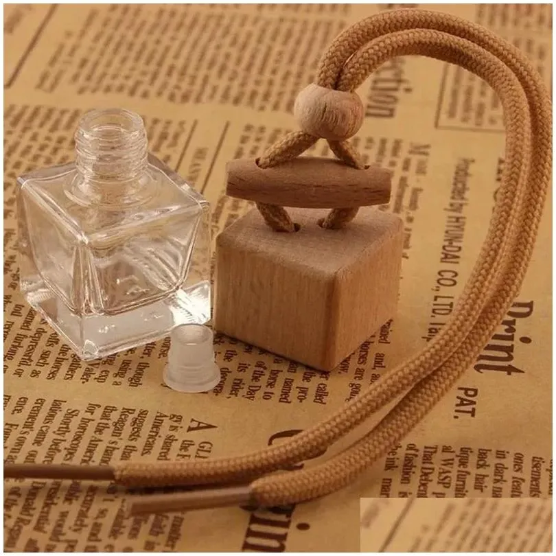 Stock Car Hanging Glass Bottle Empty Perfume Aromatherapy Refillable Diffuser Air Fresher Fragrance Pendant Ornament FY5288 JY21