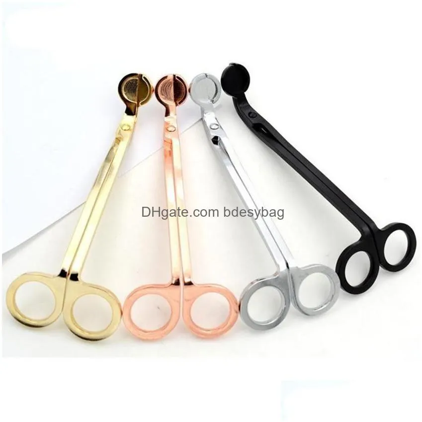 Scissors Stainless Steel Snuffers Candle Wick Trimmer Rose Gold Scissors Cutter Oil Lamp Trim Scissor Fy4380 Ss0123 Drop Delivery Home Otqhm