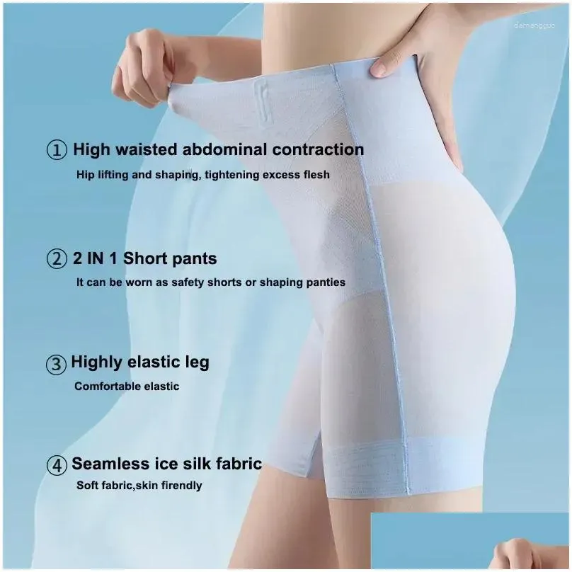 womens shapers waist slimming shapewear women body high ultra shaping pants seamless ice control silk tummy shorts thin lifter butt
