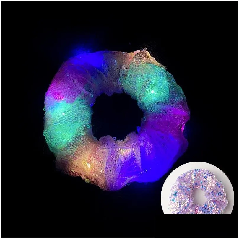 New LED girls scrunchies hairbands illuminated large intestine scrunchie DIY night light headwear shining to support the sausage hair rope nightclub