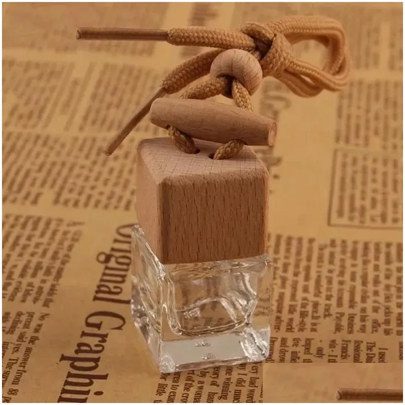 Stock Car Hanging Glass Bottle Empty Perfume Aromatherapy Refillable Diffuser Air Fresher Fragrance Pendant Ornament FY5288 JY21