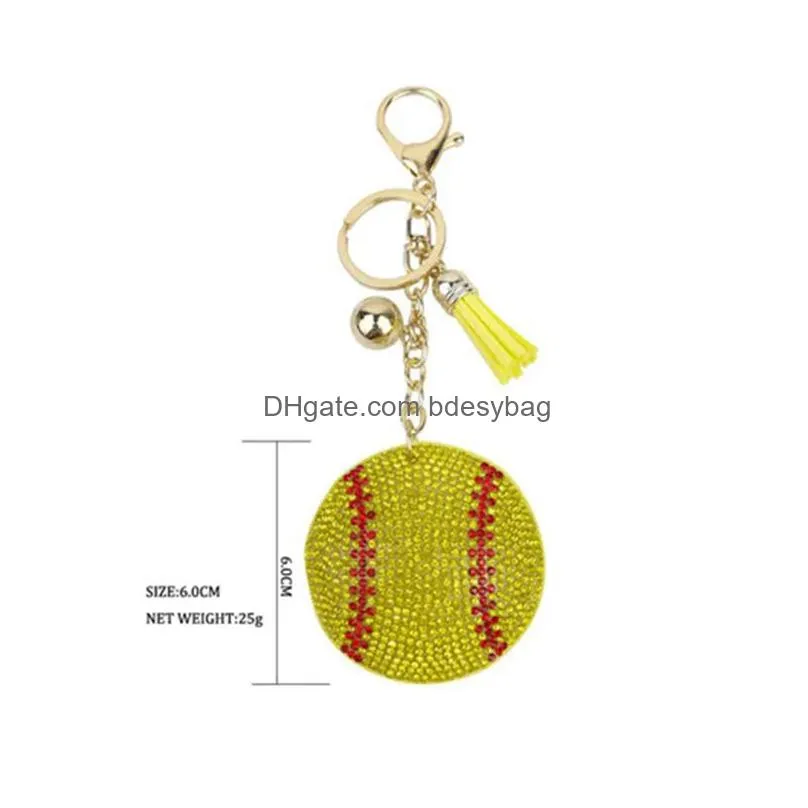 Keychains & Lanyards Sports Baseball Keychain Diamond Keychains Lage Decoration Key Chains Keyring Fashion Accessories Ss0428 Drop De Otcwn