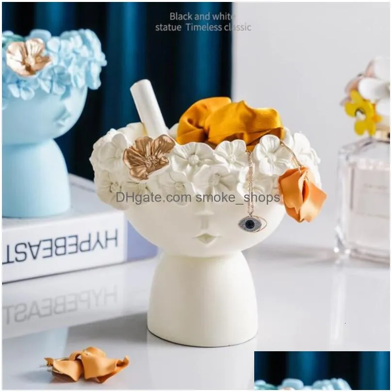 vases resin vase home decor sculpture flower modern decorative room pots art statue centerpiece figurines 230701