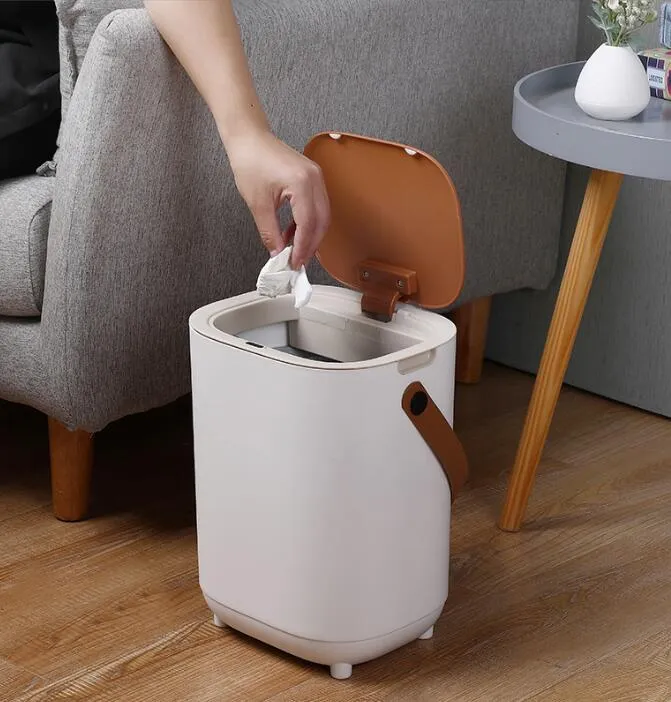 nordic intelligent garbage bin automatic induction opening creative light luxury waste paper basket simple portable plastic bin storage bin charging edition