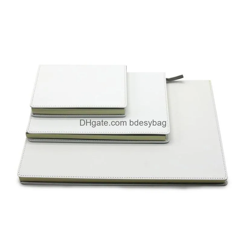 Paper Products Sublimation Blanks Notepads A4 A5 A6 White Journal Notebooks Pu Leather Ered Heat Transfer Printing Note Books With Inn Otnn1