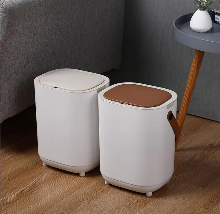 nordic intelligent garbage bin automatic induction opening creative light luxury waste paper basket simple portable plastic bin storage bin charging edition