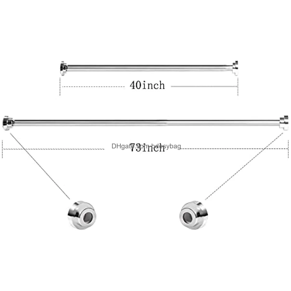 Towel Racks Wholesale Sier Shower Curtain Rod 40-72 Inches Adjustable Tension Spring No Drill Rust Proof For Bathroom Kitchen Wardrobe Ot18Z