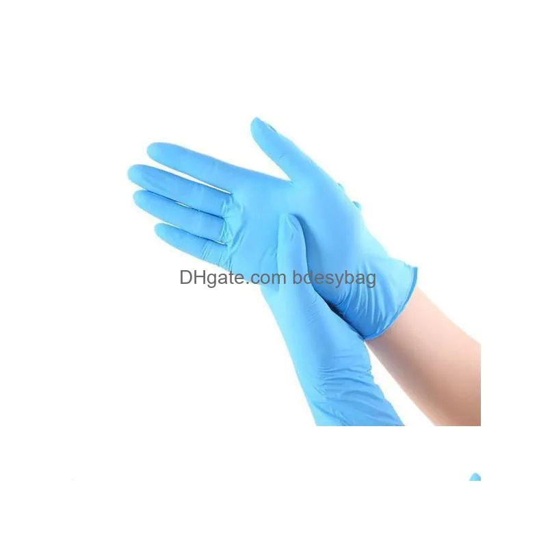 Cleaning Gloves Blue Nitrile Disposable Gloves Powder Non Latex Pack Of 100 Pieces Anti-Skid Anti-Acid Fy9518 Ss0112 Drop Delivery Hom Otbmd