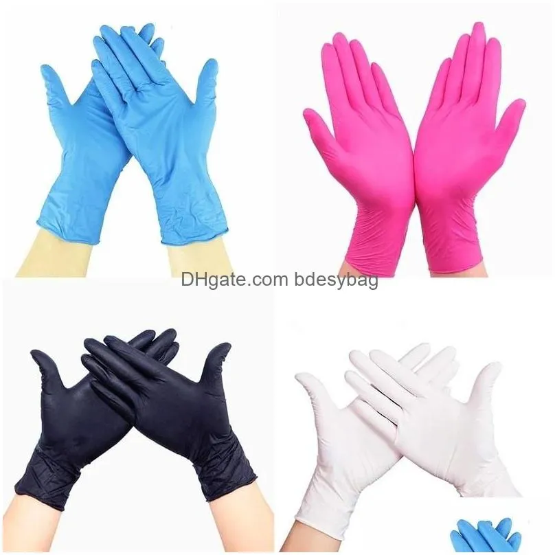 Cleaning Gloves Blue Nitrile Disposable Gloves Powder Non Latex Pack Of 100 Pieces Anti-Skid Anti-Acid Fy9518 Ss0112 Drop Delivery Hom Otbmd