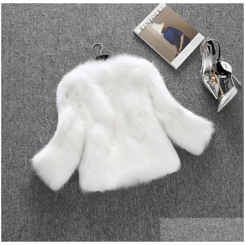 Women`S Fur & Faux Fur Womens Fur Faux 3/4 Sleeve Winter Warm Fluffy Coats Jackets Elegant Party Dress Coat White Cropped Short Jacket Dhhlr