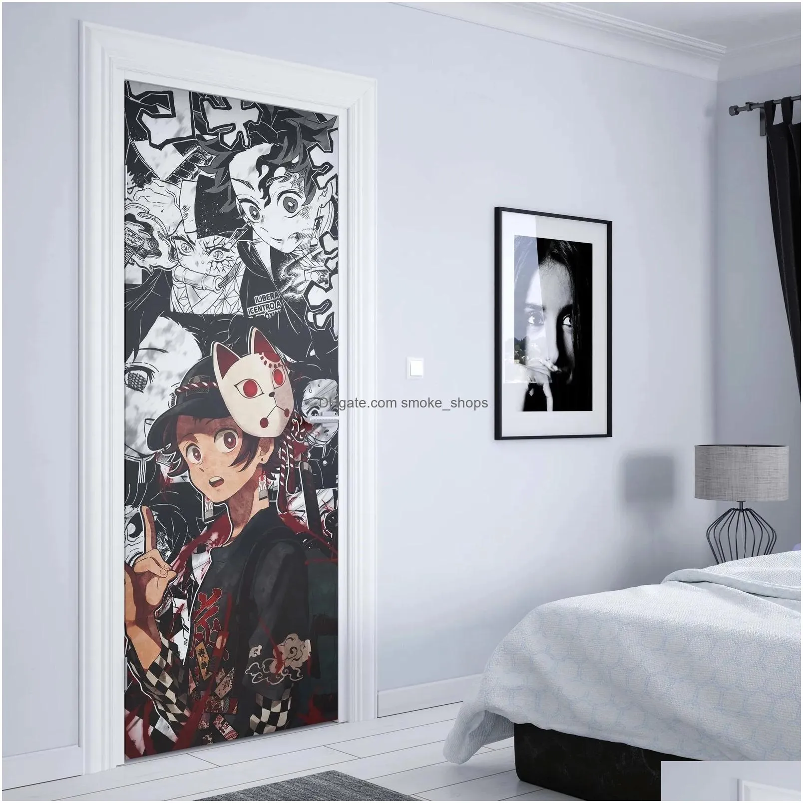 other decorative stickers modern home decoration art japanese anime demon slayer kawaii poster pvc polyethylene door sticker decoration posters z259